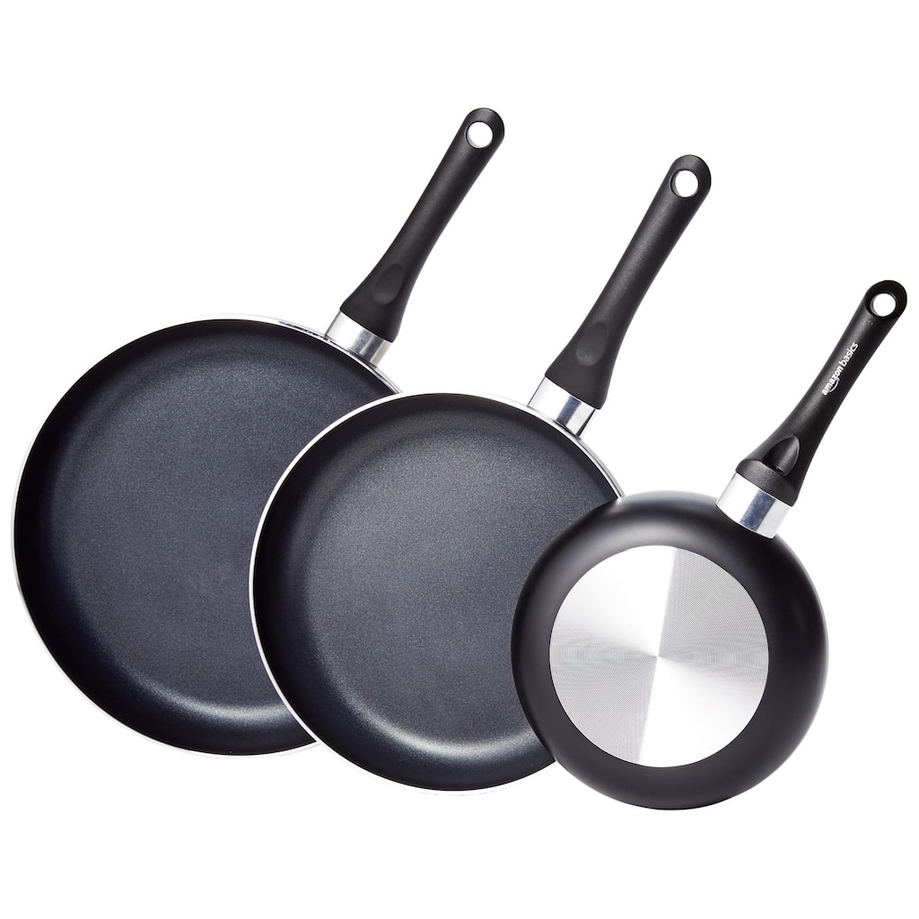 3-Piece Non-Stick Frying Pan Set - 8 Inch, 10 Inch & 12 Inch, Black