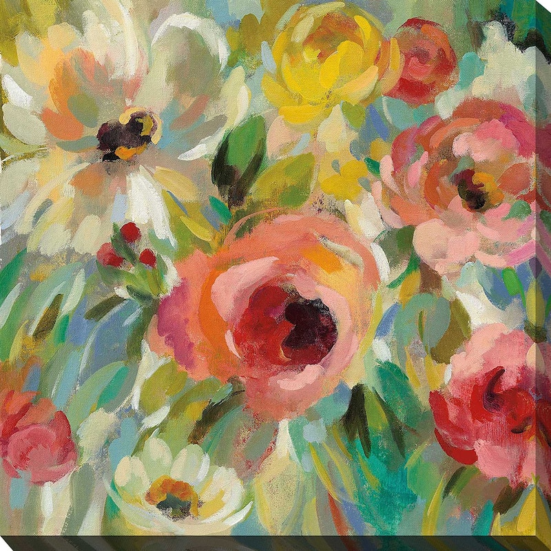 "Vivid Coral Floral I I" Print on Canvas