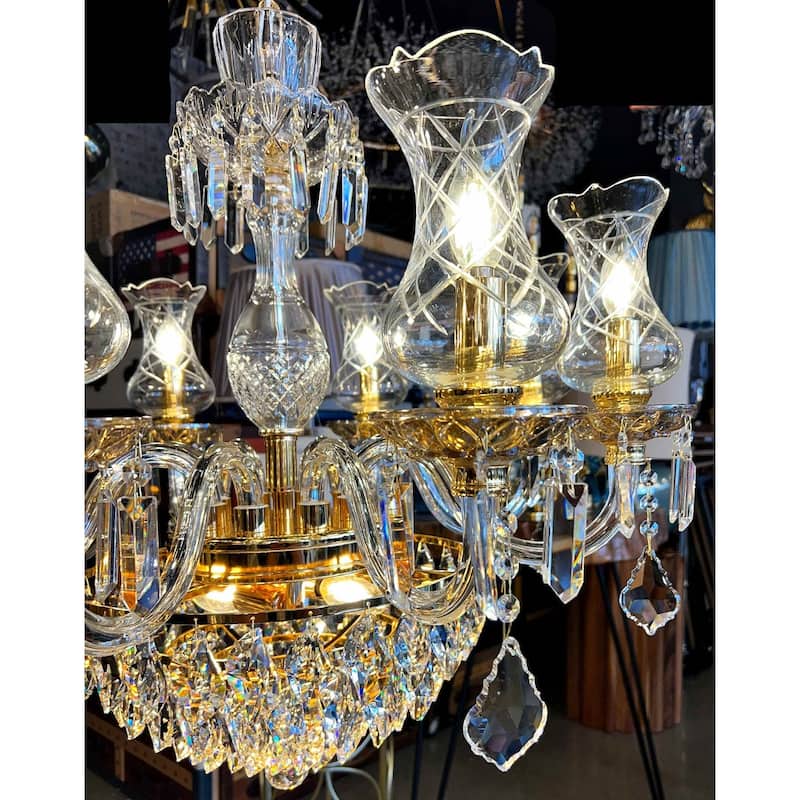 Vintage Crystal Chandelier Gold Pendant Chandelier 10 Lights