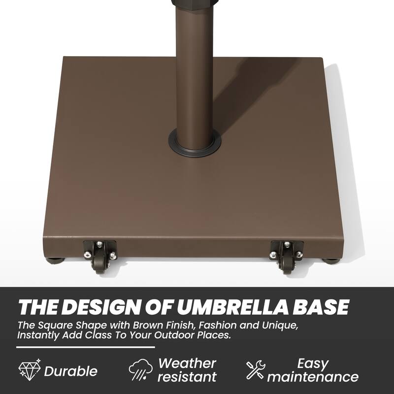 Outdoor Market Umbrella Base Holder Square Concrete / Cement Metal w/Wheels