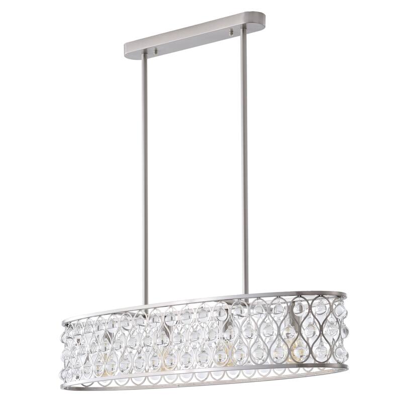 4-Light Satin Nickel Chandelier With Clear Crystal Accents