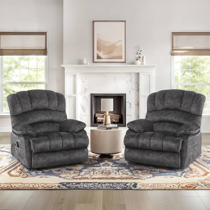 Electric Recliner Chair Lift Recliner with Heat and Massage for Adults Set of 2 - Dark Gray