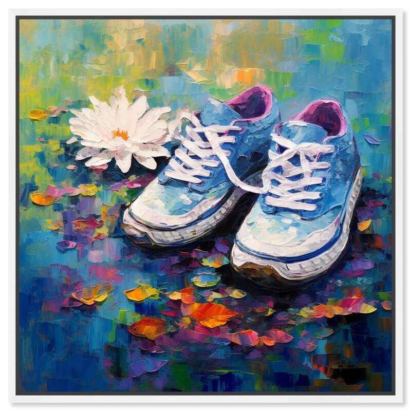 Lily Pad Sneakers Canvas by Art Remedy - White - 16" x 16"