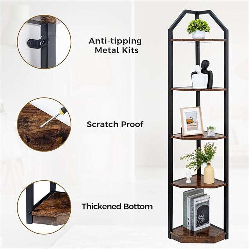 Corner Shelf Stand - 11.5"D x 14"W x 70"H
