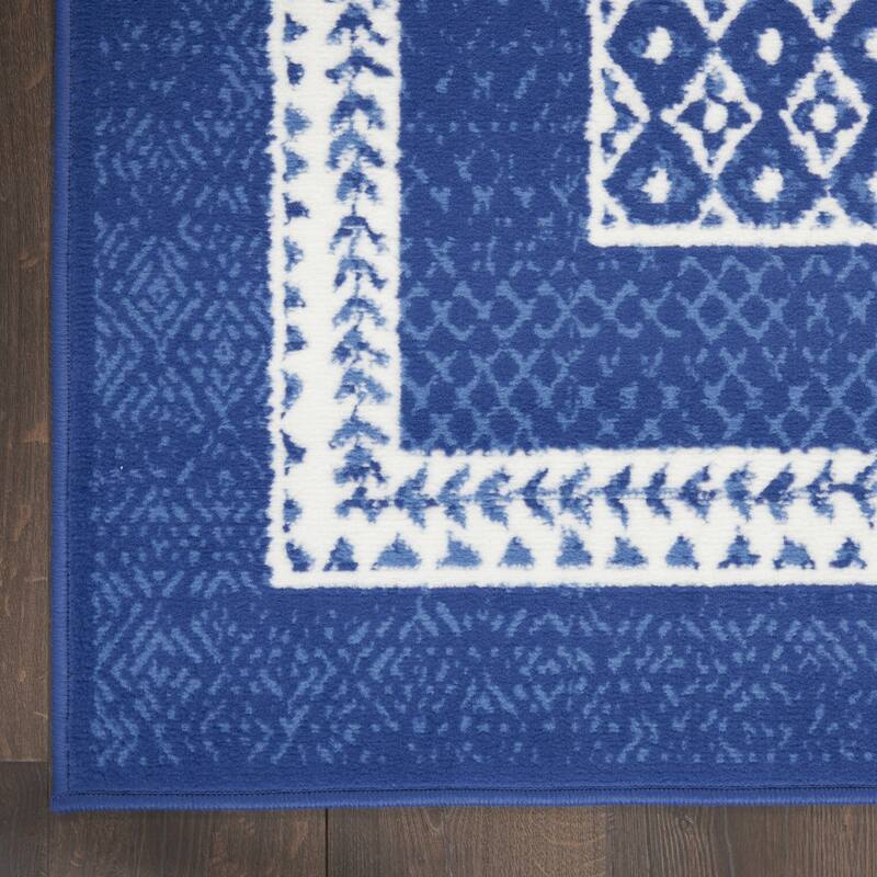 Hike Power Loomed Distressed Geometric Abstract Modern Non Skid Stain Resistant Area Rug By HomeRoots - 96' X '24' X '0.39