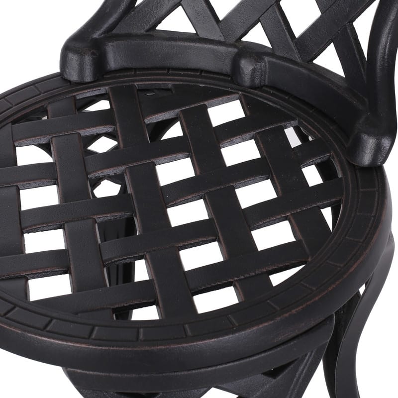 3-Piece Metal Bistro Set - Curved Cast Aluminum Outdoor Table and Chairs