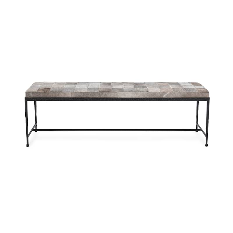 Classic Home Achen Leather Hide Ottoman Bench