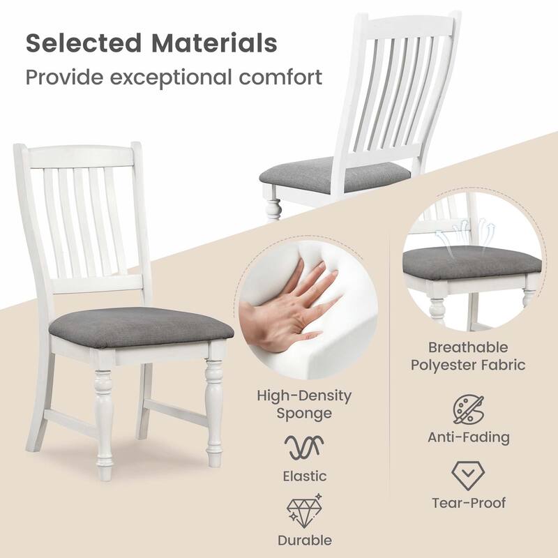 Costway Set of 2/4 Dining Chairs with Solid Wood Legs & Padded Seat - See Details