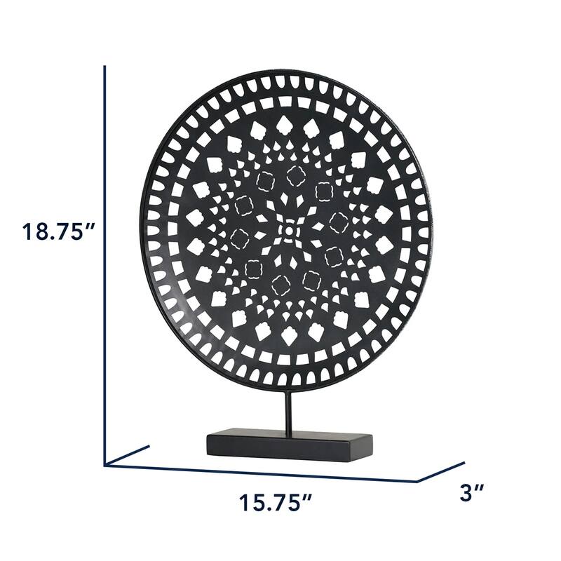 American Art Decor Distressed Silver Metal Medallion Sculpture