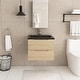preview thumbnail 55 of 66, Wall-Mounted Bathroom Vanity in Evita Oak with Integrated Black Sink 23.62" x 18.9" x 20.39" - Evita Oak