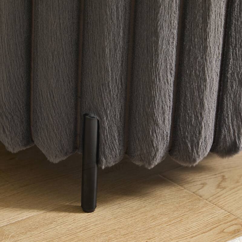 22.05"Wide Upholstered Round Pouf Ottoman