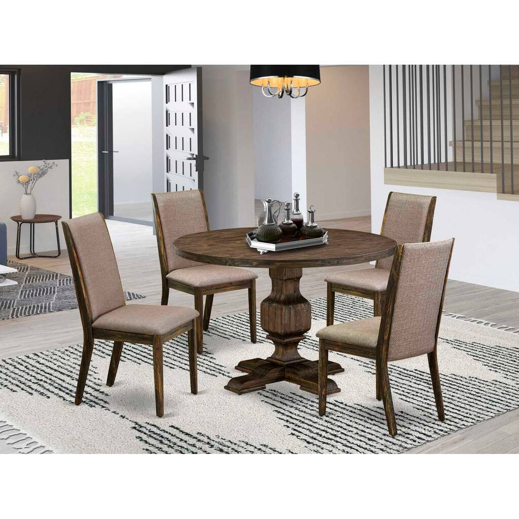 HomeStock 3-Piece Distressed Jacobean Finish Solid Wood Top Dining Table with 2 Chairs