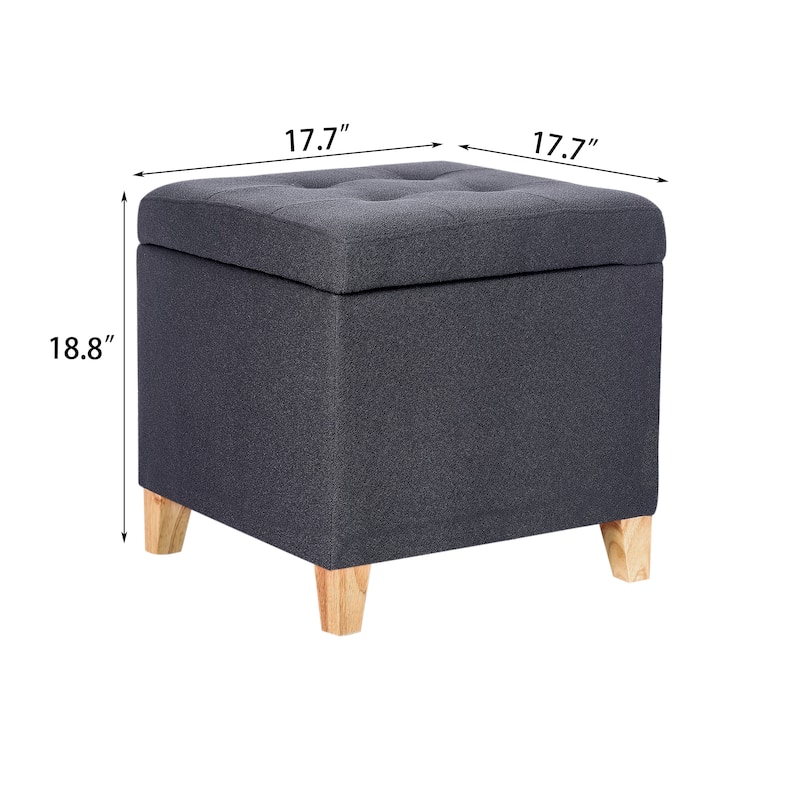 Adeco Bonded Leather Square Tufted Cubic Cube Storage Ottomans