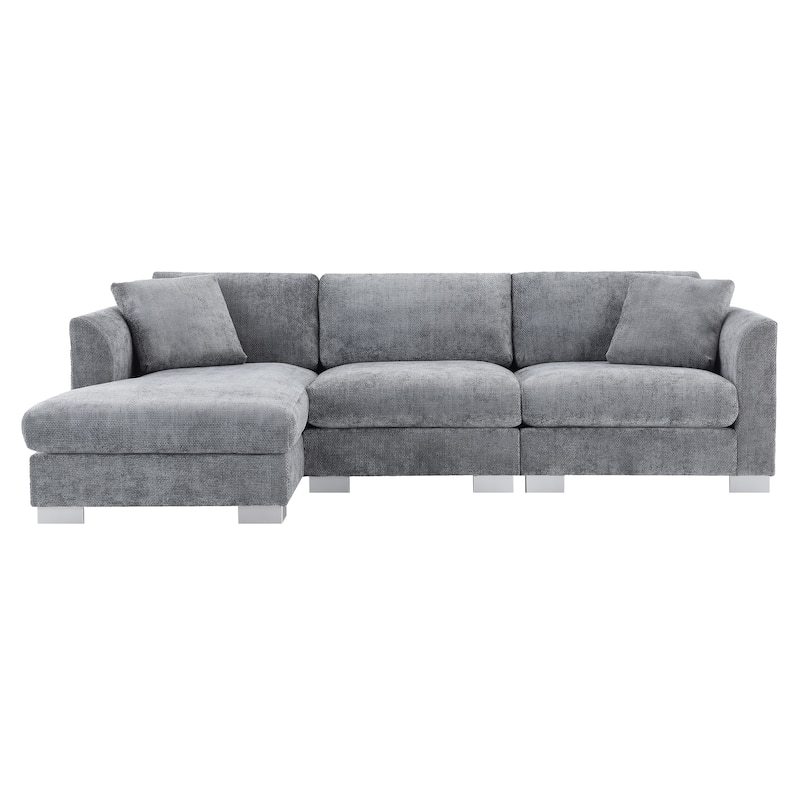 Roomfitters 96*56" Modern Cloud Sectional Sofa, L-Shaped Luxury Couch Set with 2 Pillows, 4-Seat Indoor Furniture