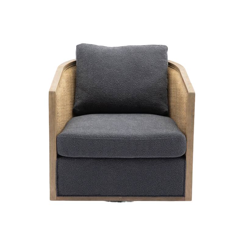 Modern 360 Degree Swivel Club Barrel Chair, Comfy Round Upholstered Accent Sofa Chair, Living Room Leisure Arm Chair