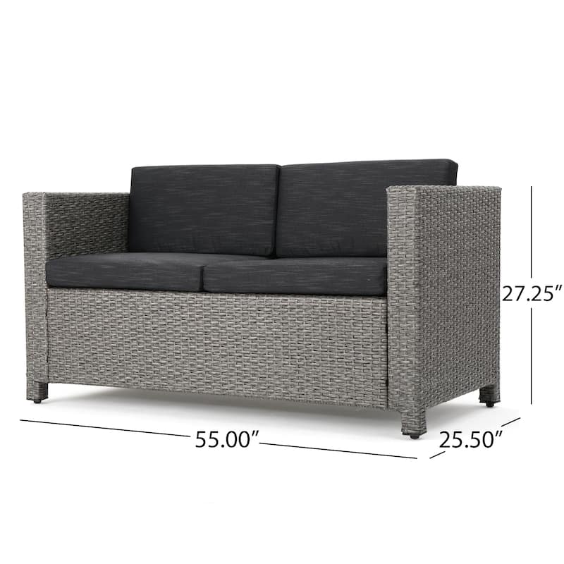 4-Piece Outdoor Sofa Set with Cushions, PE Wicker Rattan Seating Group with Loveseat - Backyard, Patio, or Garden