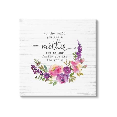 Stupell Industries Sentimental Mother's Day Flower Quote Watercolor Detail Canvas Wall Art - White