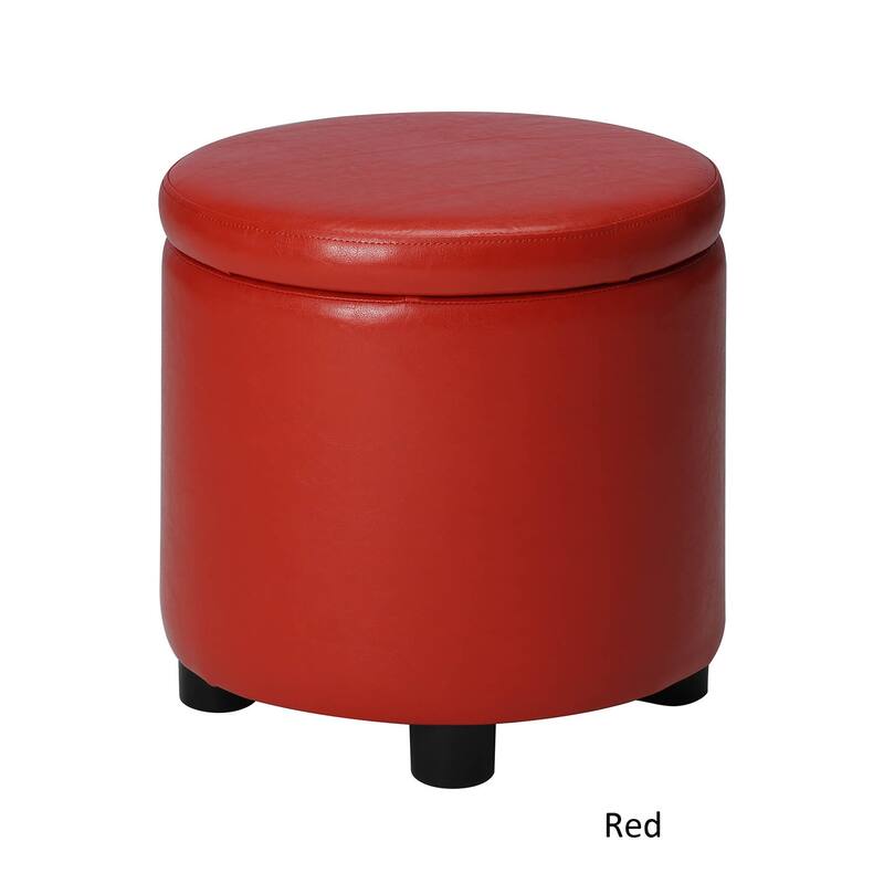 Convenience Concepts Designs4Comfort Round Accent Storage Ottoman with Reversible Tray Lid