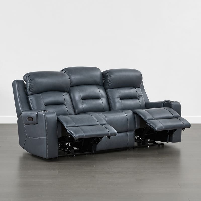Spruce & Spring Genuine Leather Power Reclining Sofa with Wireless Charging