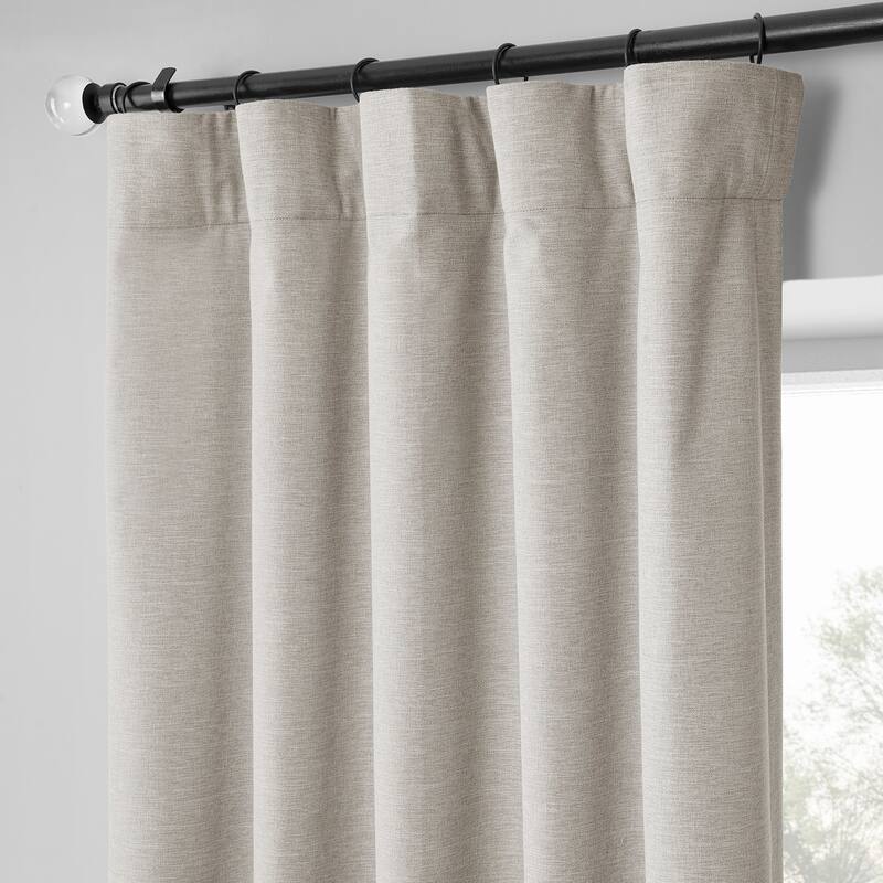 Exclusive Fabrics Boho Chic Faux Linen Blackout Curtains for Bedroom & Living Room Curtains - 2 Panel Drapes