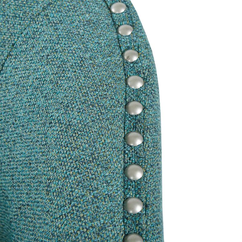 Roomfitters Swivel Accent Chair, Upholstered Barrel Armchair with 360 Degree Metal Base and Nailhead Trim