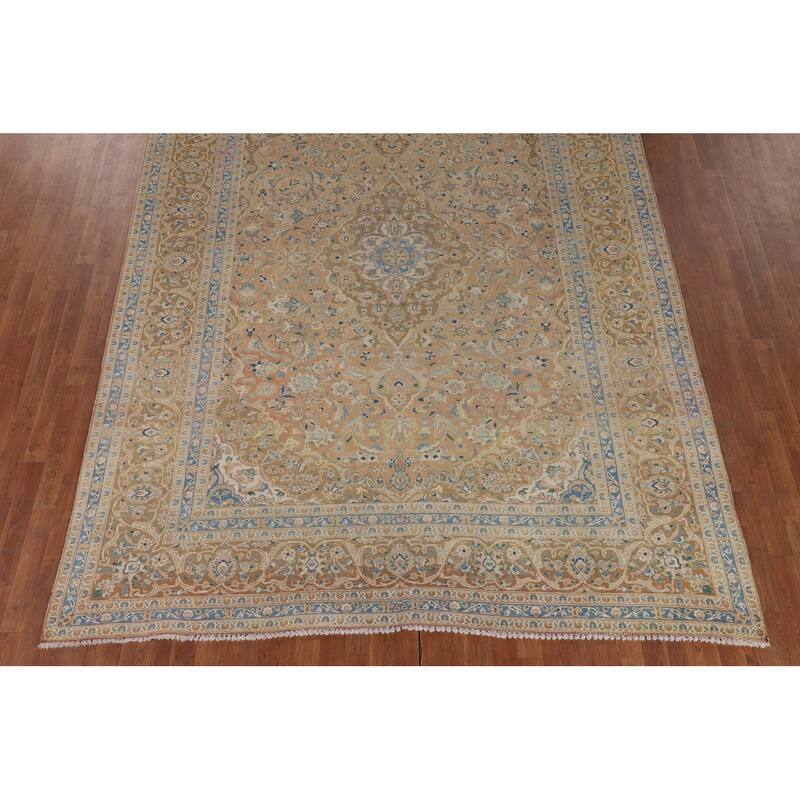 Traditional Mashad Persian Vintage Area Rug Handmade Wool Carpet - 8'1" x 11'5"