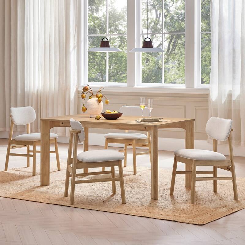 Spruce & Spring 5-Piece Modern Rectangle Dining Table Set with Upholstered Dining Chairs