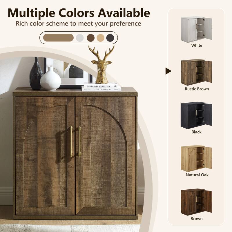 31" Modern Arched Recess Sideboard, Wood Kitchen Buffet, File Cabinet