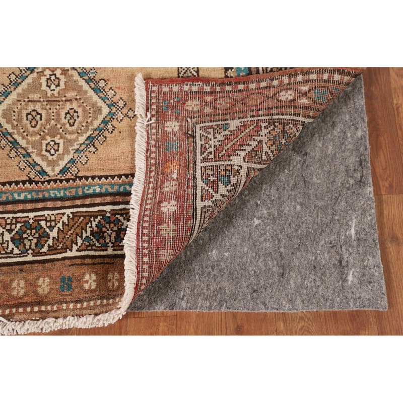 Geometric Heriz Persian Vintage Runner Rug Handmade Wool Carpet - 3'9"x 13'1"