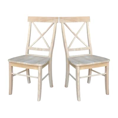 Solid Wood X-Back Dining Chairs, Set of 2