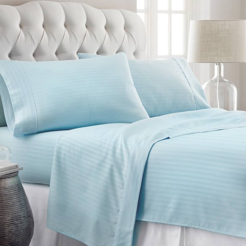 Simply Soft 4-piece Deep Pocket Striped Embossed Bed Sheet Set