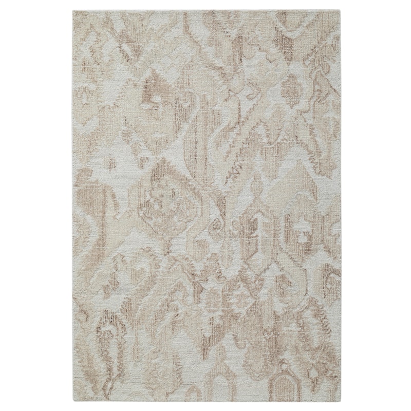 Terra by Obeetee Dusk Ikat Neutral Rug - Lavender/Ivory - 2'6" x 8'