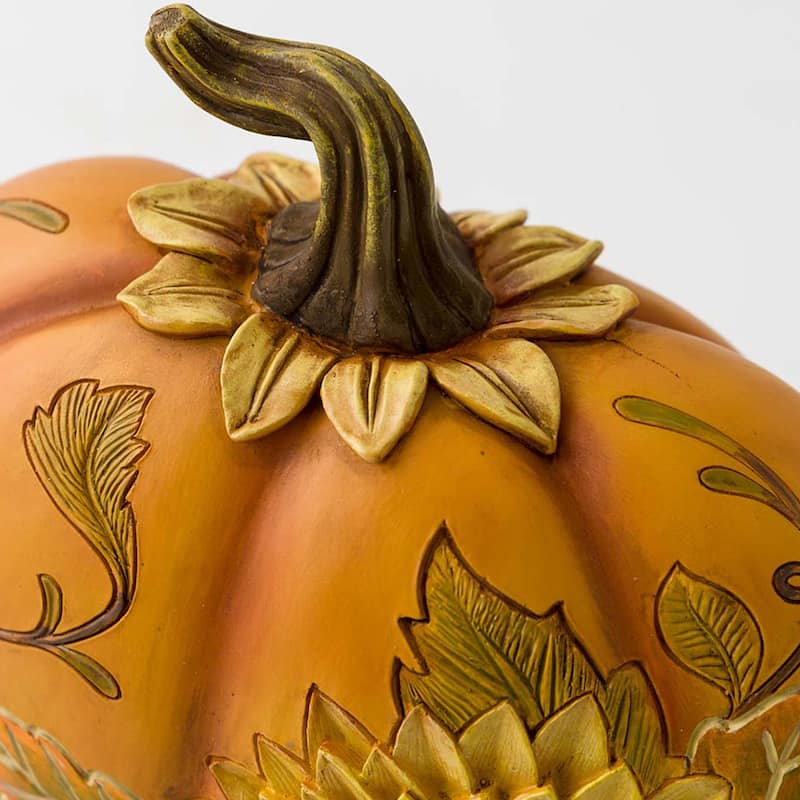 Carved Pumpkins with Sunflowers, Set of 2