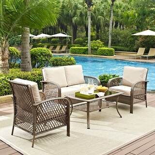 Tribeca 4 Piece Outdoor Wicker Seating Set with Sand Cushions