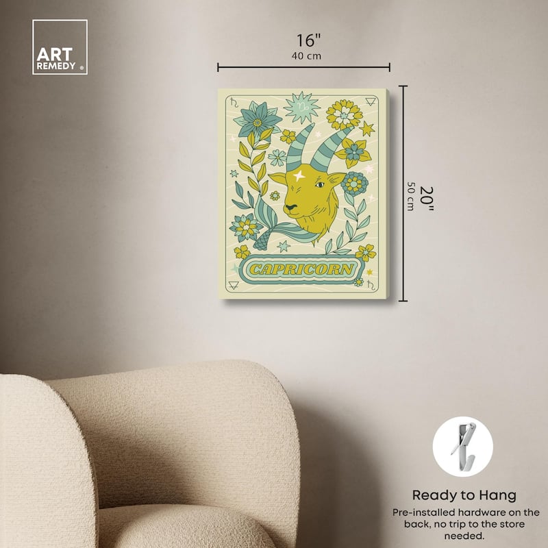 Capricorn Stars Card Canvas by Art Remedy, Gallery Wrapped