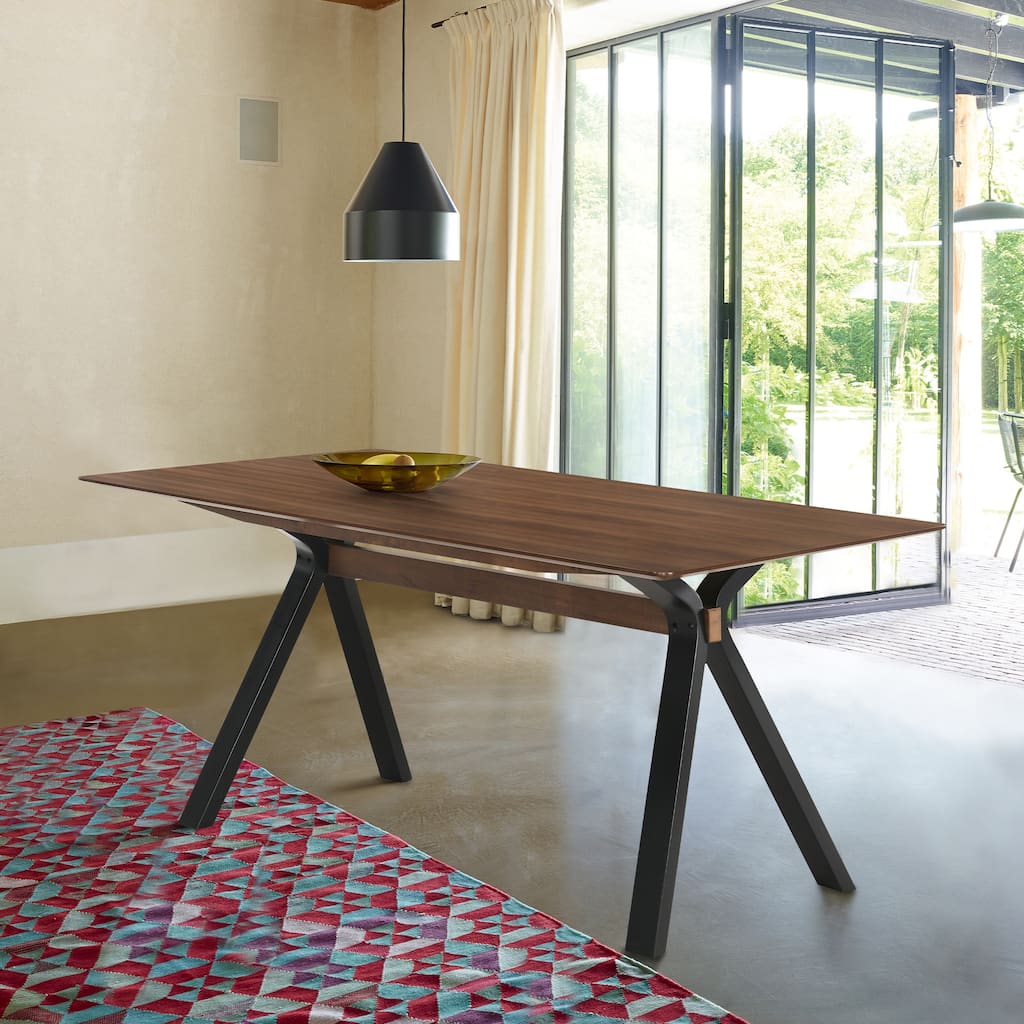 Laredo 63" Mid-Century Modern Walnut Wood Dining Table with Trestle Base
