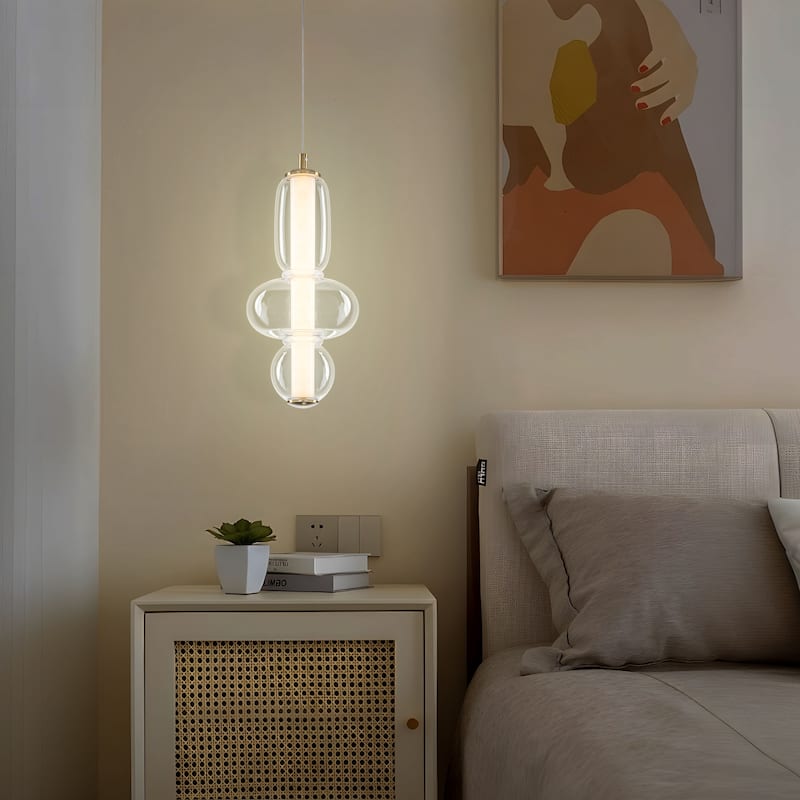 Starsky LED 3000K Tiered Clear Glass Pendant - Gold