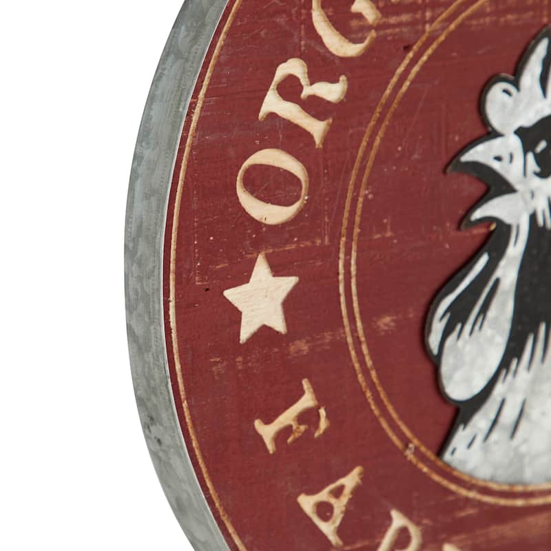 Farmhouse Wood and Metal Round Wall Art Set of 4
