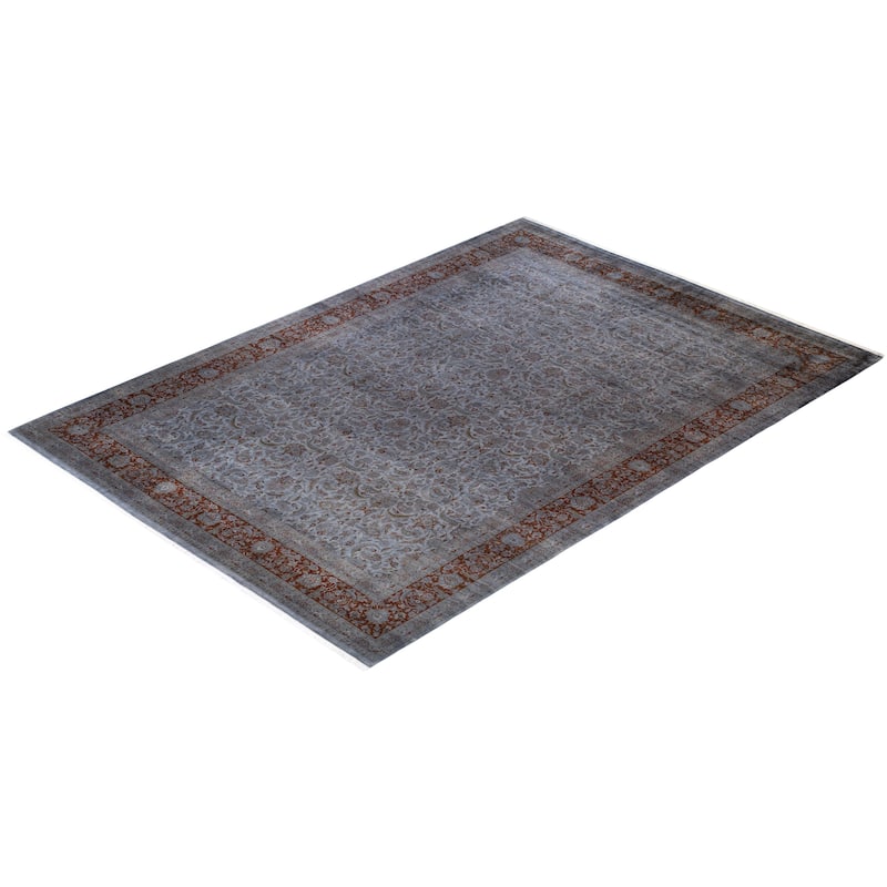 Overton Hand Knotted Wool Vintage Inspired Modern Contemporary Overdyed Gray Area Rug - 10' 1" x 14' 5"