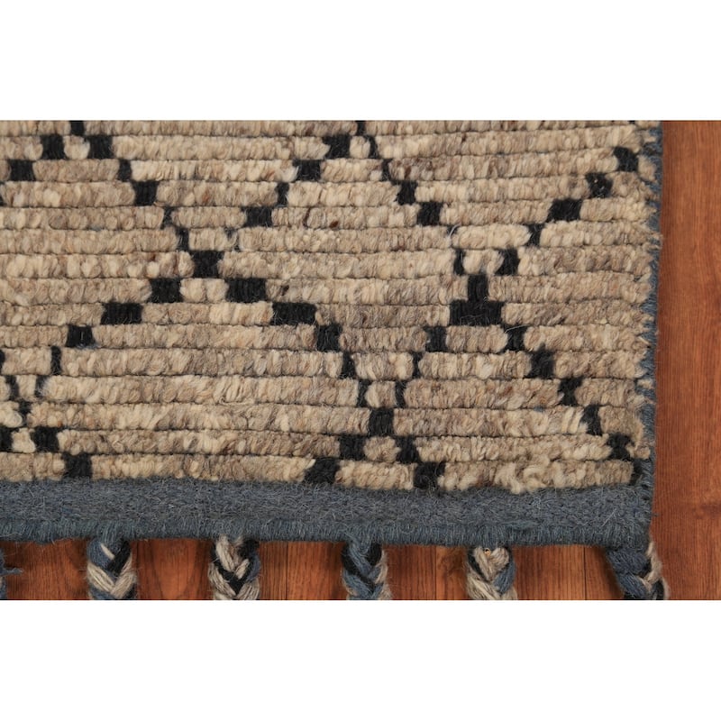 Striped Moroccan Oriental Foyer Rug Hand-Knotted Wool Carpet - 2'0"x 3'0"