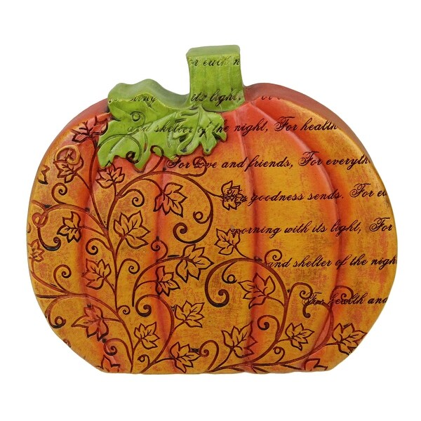 6" Thanksgiving Autumn Harvest Orange Pumpkin Decoration with Inspirational Verse - N/A