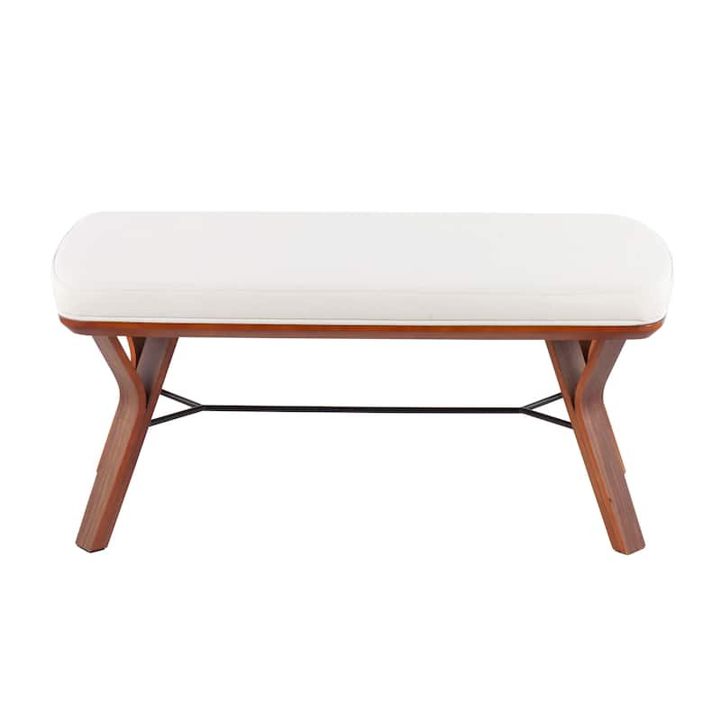 Carson Carrington Sala Upholstered Bench - Cream Fabric & Walnut Wood