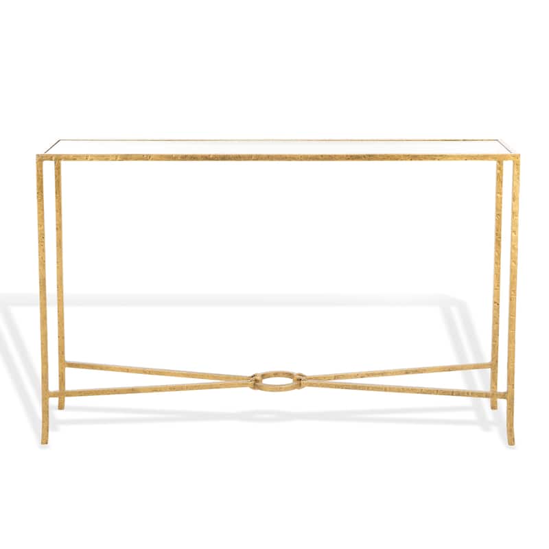 SAFAVIEH Couture Tauri Forged Metal Rectangle Console Table - 49"W x 13"D x 30"H - Brass/Clear
