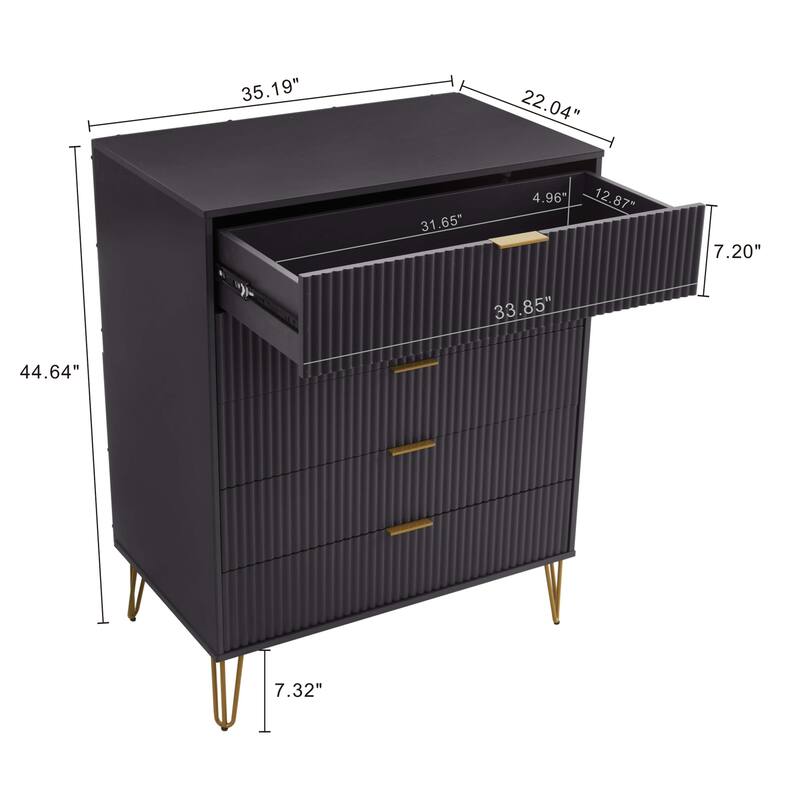 Manhattan Comfort 3-Piece Dumbo Modern 5-Drawer Tall Dresser Nightstand Combo Set