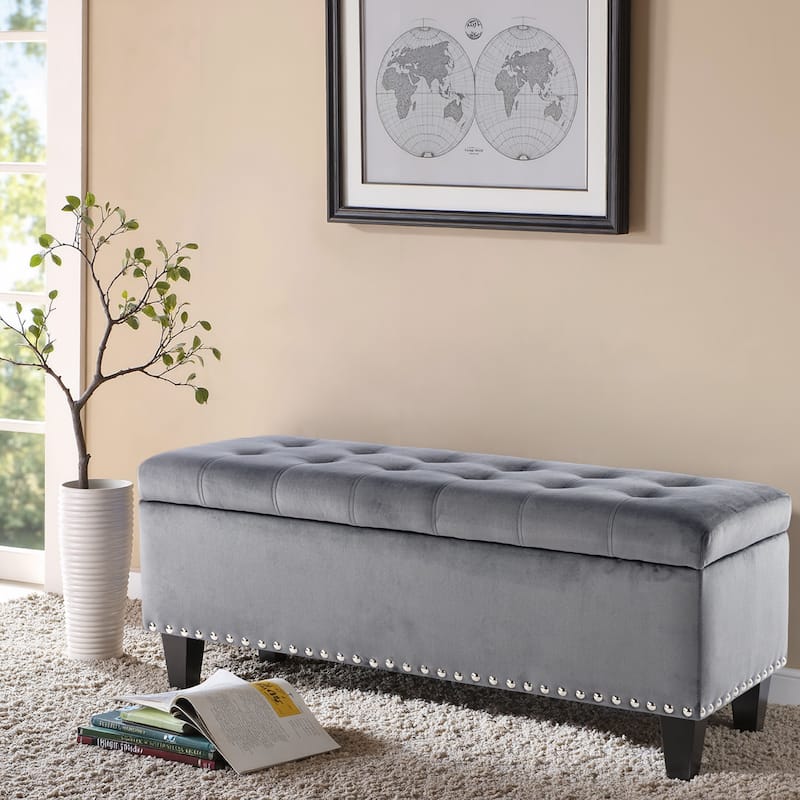 41" Storage Ottoman Tufted Upholstered Rectangle End of Bed Bench