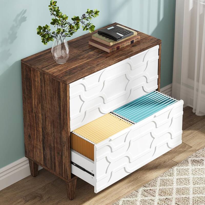 2-Drawer Lateral File Cabinet, Filing Cabinet for Home Office - Brown