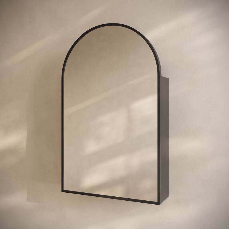 Porte 20 X 30 Arched Recessed/Wall Mount Medicine Cabinet With Mirror In Black - 20 x 30
