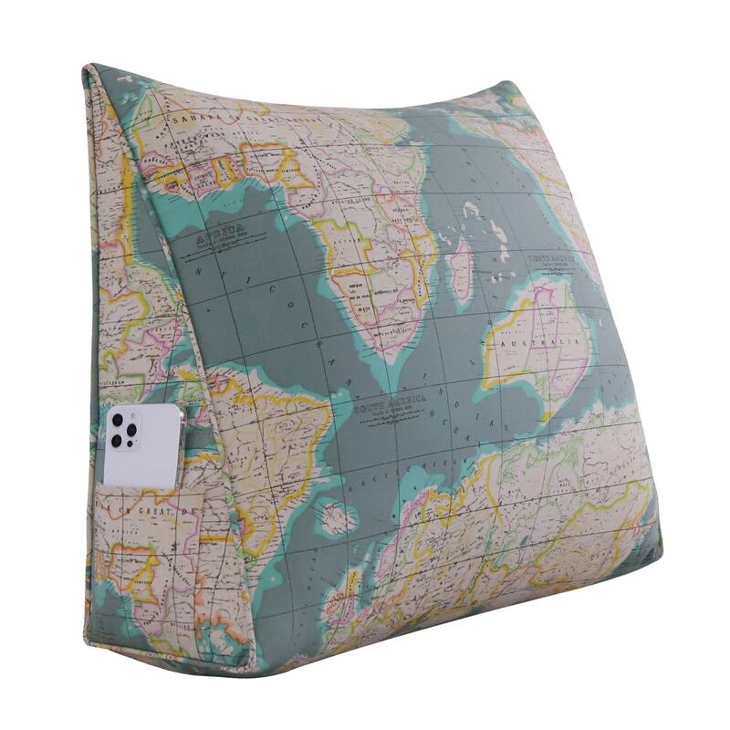 Bed Rest Reading Wedge Pillow Sofa Back Support Lounge Cushion Adult - Green Map