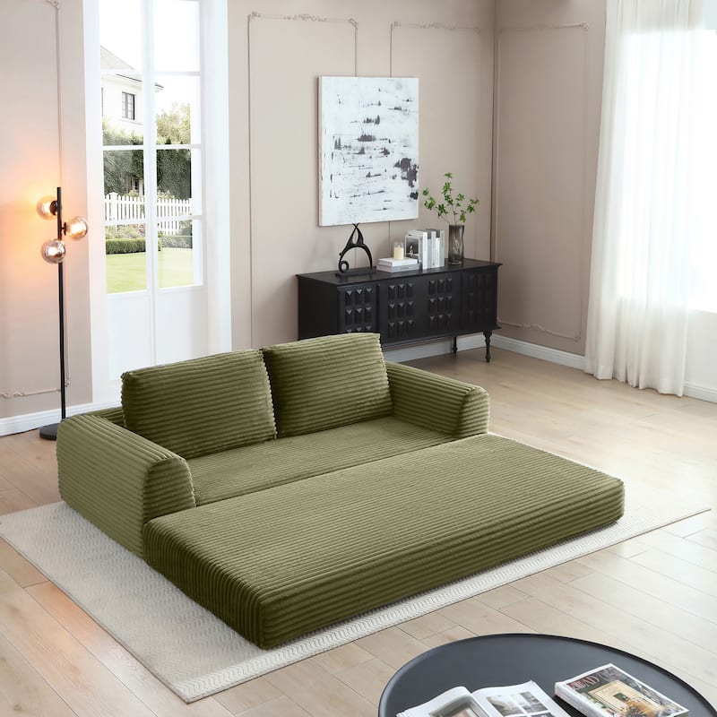 Modern Corduroy Sleeper Couch , Futon Modular Upholstered Boneless Sofa