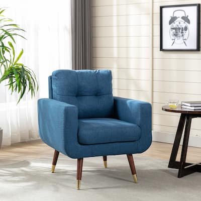 EbelloTufted Polyester Armchair with Metal Foot Guards